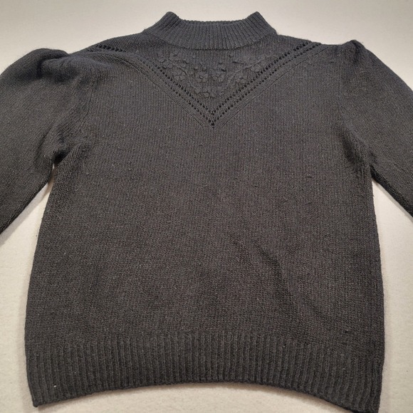 VTG Erika Sweater Silk Angora Lambswool Blend Mock Neck Puff Shoulder Knit Large - Picture 1 of 8